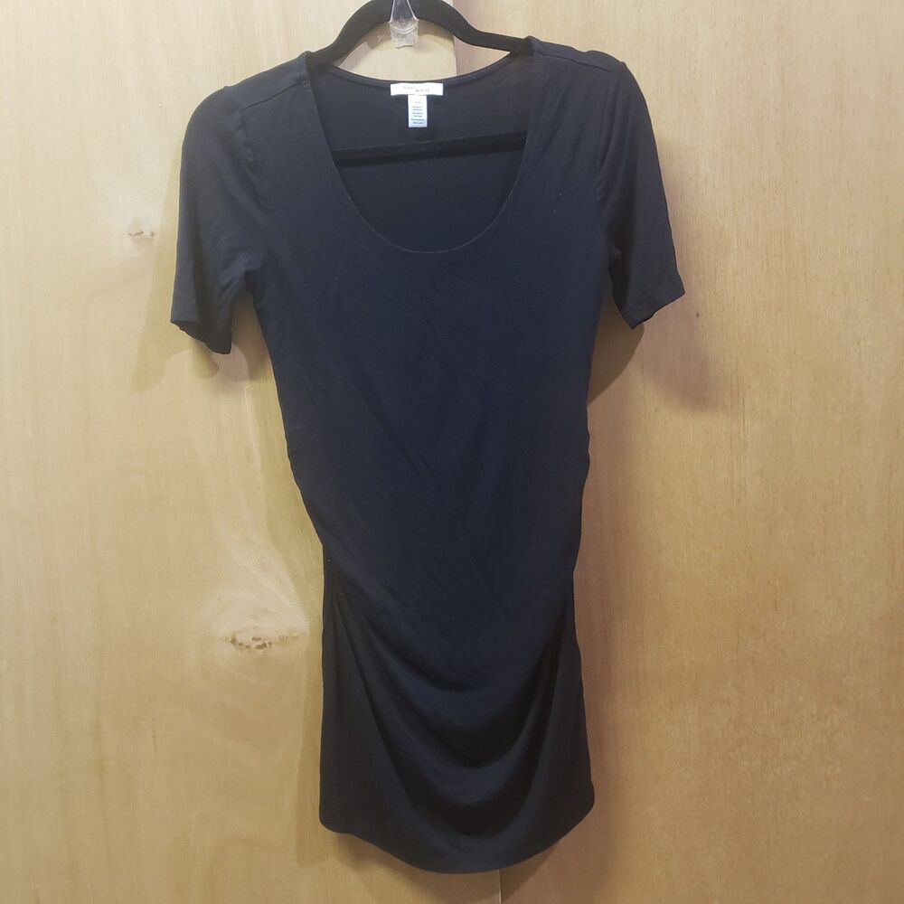 Daily Ritual Maternity Short Sleeve Ruching Tunic Top Black Sz S YYY